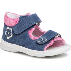 Sandały SUPERFIT - 6-00095-81 S Blau/Rosa. Niebieskie klapki damskie Superfit, z aplikacjami, ze skóry, bez obcasa. Za 229,00 zł.
