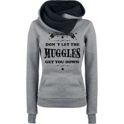 Bluzy damskie: Harry Potter Muggles Bluza z kapturem damska jasnoszary melanż/ciemnoszary melanż