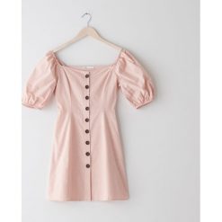 Sukienka mini z bufiastymi rękawami - Różowy. Różowe sukienki damskie Sinsay, s, bez wzorów, bez kołnierzyka, bez rękawów, mini. Za 59,99 zł.