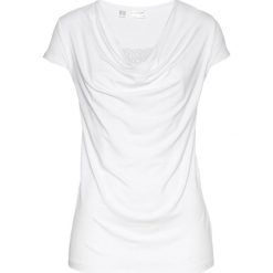Shirt z koronką bonprix biały. Białe koszulki damskie bonprix, w koronkowe wzory, z koronki, bez kołnierzyka, bez rękawów. Za 54,99 zł.