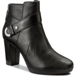 Botki GEOX - D Inspirat.Pl.A D746AA 0BTBC C9999 Black. Czarne botki damskie lity Geox, ze skóry, eleganckie, z paskami. W wyprzedaży za 389,00 zł.