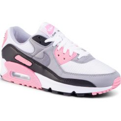 Buty NIKE - Air Max 90 CD0490 102 White/Particle Grey/Rose/Black. Białe półbuty damskie Nike, na co dzień, bez wzorów, ze skóry ekologicznej, bez obcasa, na płaskiej podeszwie, bez zapięcia. W wyprzedaży za 499,00 zł.