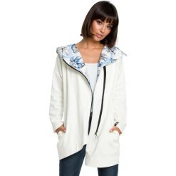 Ecru Rozpinana Luźna Bluza z Kwiecistym Kapturem. Pomarańczowe bluzy damskie Molly.pl, s, w kwiaty, z tkaniny, bez rękawów, długie. Za 199,90 zł.