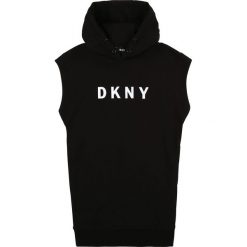 Dkny - Sukienka dziecięca 110-146 cm. Czarne sukienki dziewczęce DKNY, z nadrukiem, z bawełny, bez rękawów, mini, proste. Za 299,90 zł.