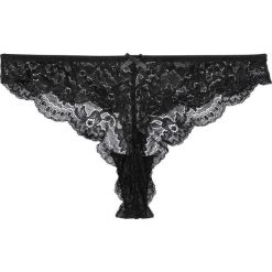 Stringi bonprix czarny. Czarne stringi damskie bonprix, w koronkowe wzory, ze skóry. Za 24,99 zł.