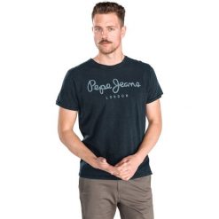 Pepe Jeans Essential Koszulka Niebieski. Niebieskie podkoszulki męskie Pepe Jeans, l, z haftami, z bawełny, bez kołnierzyka, z krótkim rękawem, krótkie. Za 171,95 zł.