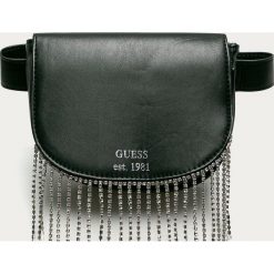 Guess Jeans - Nerka. Czarne nerki damskie Guess Jeans, w paski, z poliesteru, małe, z aplikacjami. Za 329,90 zł.