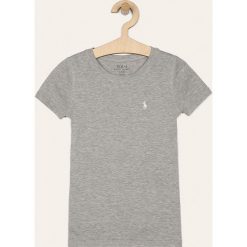 Polo Ralph Lauren - T-shirt dziecięcy 128-176 cm. Szare bluzki dziewczęce Polo Ralph Lauren, bez wzorów, z bawełny, z okrągłym kołnierzem, z krótkim rękawem, krótkie, bez kaptura. Za 159,90 zł.