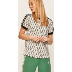 Adidas Originals - T-shirt. Białe topy damskie adidas Originals, bez wzorów, z bawełny, z okrągłym kołnierzem. W wyprzedaży za 99,90 zł.