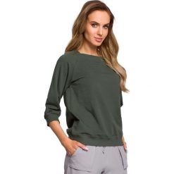 Zielona Nierozpinana Bluza z Rękawami 3/4. Zielone bluzy damskie Molly.pl, s, bez wzorów, bez rękawów, bez kaptura. Za 109,90 zł.