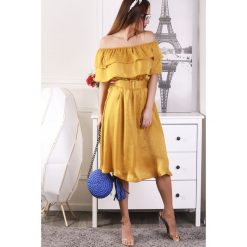 Sukienka MASHA MUSTARD. Żółte sukienki damskie Sukienka MASHA MUSTARD, s, bez wzorów, bez kołnierzyka, z krótkim rękawem, krótkie, mini. W wyprzedaży za 109,00 zł.