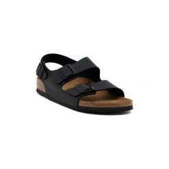 Sandały Birkenstock MILANO SCHWARZ. Czarne sandały damskie marki Birkenstock, bez wzorów, bez obcasa, bez zapięcia. Za 353,07 zł.