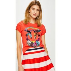 Pinko - Top. Białe bluzki damskie Pinko, s, z nadrukiem, z bawełny, z okrągłym kołnierzem. W wyprzedaży za 429,90 zł.