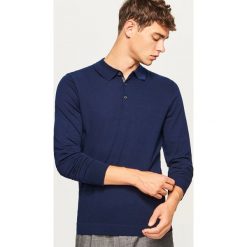 Sweter polo - Granatowy. Niebieskie swetry klasyczne męskie marki Reserved, l, polo. Za 99,99 zł.