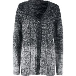 Sweter rozpinany, cieniowany kolor bonprix czarno-matowy srebrny. Czarne swetry damskie bonprix, bez wzorów, bez rękawów, bez kaptura. Za 59,99 zł.