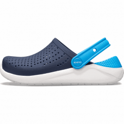 Crocs buty chłopięce LiteRide Clog K Navy/White 205964-462-J3 34-35 niebieskie. Niebieskie sandały chłopięce Crocs, z materiału, z paskami. Za 209,00 zł.