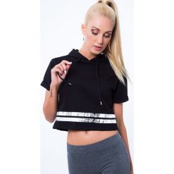 T-shirty damskie: T-shirt z aplikacją na plecach czarny 7299