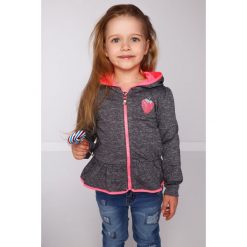 Bluzy dziewczęce: Szara bluza z różowymi elementami NDZ7724