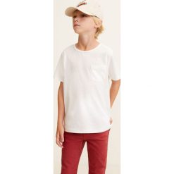 Mango Kids - T-shirt dziecięcy Benjamin 104-164 cm. Białe t-shirty chłopięce Mango Kids, bez wzorów, z bawełny, bez rękawów. Za 19,90 zł.