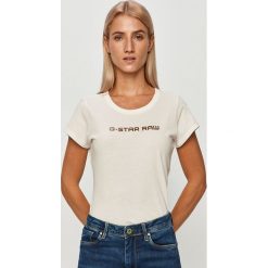 G-Star Raw - T-shirt. Białe bluzki damskie G-Star RAW, s, z nadrukiem, z bawełny, retro, z okrągłym kołnierzem, z krótkim rękawem. Za 139,90 zł.