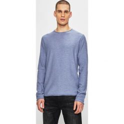 Jack & Jones - Sweter. Niebieskie swetry męskie Jack & Jones, s, bez wzorów, z bawełny, z okrągłym kołnierzem, bez kaptura. W wyprzedaży za 59,90 zł.