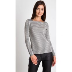 Bluzki, topy, tuniki: Szara bluzka w paski z guziczkami QUIOSQUE