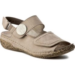 Sandały RIEKER - V7272-42 Grey. Szare klapki damskie Rieker, bez wzorów, ze skóry, bez obcasa. W wyprzedaży za 219,00 zł.