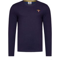 T-shirt AERONAUTICA MILITARE. Niebieskie t-shirty męskie Aeronautica Militare, moro, z bawełny, militarne, z okrągłym kołnierzem, długie. Za 260,00 zł.