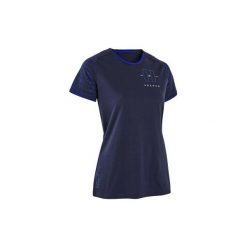 Koszulka do piłki nożnej FF100 damska replika na rozgrywki drużyny Francji. Koszulki damskie KIPSTA, xl, bez wzorów, z bawełny, bez kołnierzyka. Za 44,99 zł.