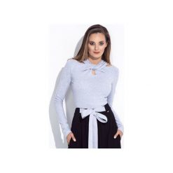 Przekładana bluzka damska z długim rękawem. Szare bluzki damskie marki Bien fashion, l, z aplikacjami, eleganckie, bez kołnierzyka, z długim rękawem. Za 79,00 zł.