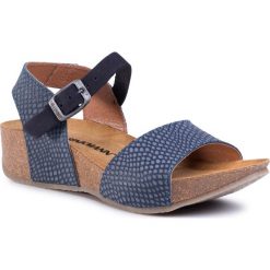 Sandały DR. BRINKMANN - 711012 Marine 5. Niebieskie klapki damskie Dr. Brinkmann, bez wzorów, ze skóry, bez obcasa, na obcasie. Za 219,00 zł.