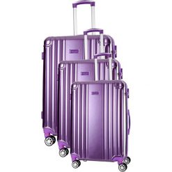 Zestaw walizek w kolorze fioletowym - 3 szt. Fioletowe walizki Travel One, z materiału. W wyprzedaży za 659,95 zł.