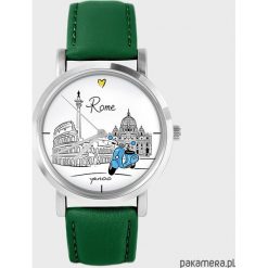 Zegarek - Rzym - zielony, skórzany. Zielone zegarki damskie Pakamera. Za 139,00 zł.