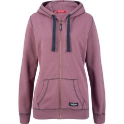 Bluza rozpinana z kapturem bonprix matowy jeżynowy. Różowe bluzy damskie bonprix, bez wzorów, bez rękawów, z kapturem. Za 79,99 zł.