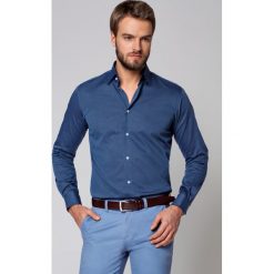 Koszula Granatowa Roland. Szare koszule męskie LANCERTO, m, z haftami, z bawełny, eleganckie, bez kołnierzyka, bez rękawów. W wyprzedaży za 199,90 zł.
