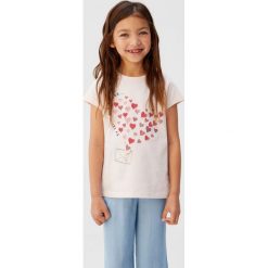 Mango Kids - T-shirt dziecięcy Amore 110-164 cm. Różowe bluzki dziewczęce Mango Kids, z nadrukiem, z bawełny, z okrągłym kołnierzem, bez rękawów, bez kaptura. Za 59,90 zł.