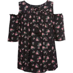 Bluzka cold-shoulder bonprix czarny z nadrukiem. Czarne bluzki damskie bonprix, z nadrukiem, bez kołnierzyka, bez rękawów. Za 84,99 zł.