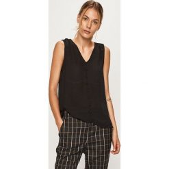 Vero Moda - Bluzka. Czarne bluzki damskie Vero Moda, na co dzień, s, bez wzorów, z poliesteru, bez kołnierzyka, bez rękawów. W wyprzedaży za 69,90 zł.