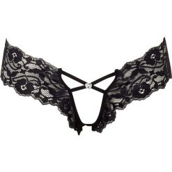 Stringi "ouvert" bonprix czarny. Czarne stringi bonprix, w koronkowe wzory, z koronki. Za 29,99 zł.
