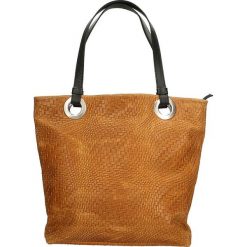 Skórzana torebka w kolorze jasnobrązowym - 34 x 40 x 10 cm. Pomarańczowe torebki klasyczne damskie ORE10, w paski, ze skóry. W wyprzedaży za 219,95 zł.