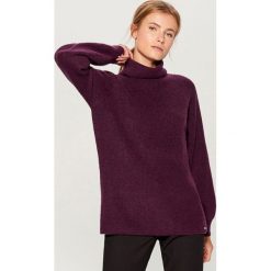 Golfy damskie: Sweter z golfem - Bordowy
