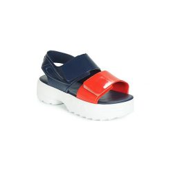 Sandały Melissa SANDAL + FILA. Niebieskie sandały damskie Melissa, bez wzorów, bez obcasa, bez zapięcia. Za 459,00 zł.
