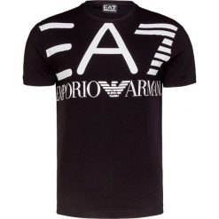 T-shirt EA7 EMPORIO ARMANI. Czarne t-shirty męskie EA7 Emporio Armani, z nadrukiem, z bawełny, z okrągłym kołnierzem. W wyprzedaży za 186,00 zł.