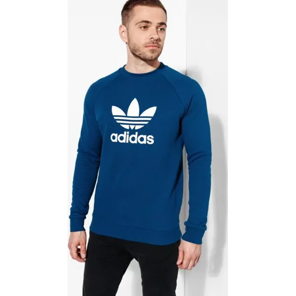 Adidas Bluza Trefoil Crew Adicolor , niebieski, rozmiar M. Niebieskie bluzy męskie Adidas, m, bez wzorów, z bawełny, bez kołnierzyka, bez rękawów, bez kaptura. W wyprzedaży za 169,99 zł.