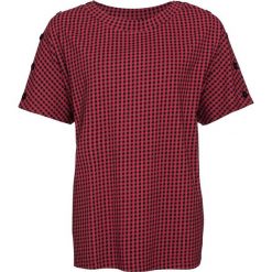 T-shirt bonprix pomarańczowo-czerwono-czarny w kratę. Czerwone t-shirty damskie bonprix, z okrągłym kołnierzem. Za 27,99 zł.