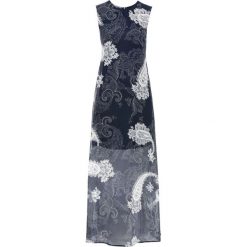 Letnia sukienka maxi szyfonowa bonprix ciemnoniebieski "paisley". Niebieskie sukienki damskie bonprix, na lato, bez wzorów, z szyfonu, bez kołnierzyka, bez rękawów, maxi. Za 129,99 zł.