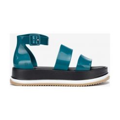 Melissa Sandały Niebieski. Niebieskie sandały damskie Melissa, w paski, z materiału, bez obcasa, na platformie, z paskami. Za 357,95 zł.