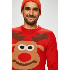 Only & Sons - Sweter. Czerwone swetry męskie marki Only & Sons, m, bez wzorów, z dzianiny, z okrągłym kołnierzem, bez kaptura. W wyprzedaży za 99,90 zł.