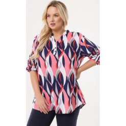 Granatowo-Różowa Koszula Want To. Różowe bluzki damskie Born2be, xl, bez wzorów, bez kołnierzyka, z długim rękawem. Za 24,99 zł.