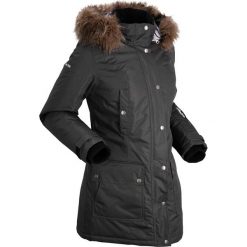 Kurtka funkcyjna outdoorowa z kapturem bonprix szaro-kremowy. Szare kurtki damskie bonprix, s, w paski, z futra. Za 239,99 zł.
